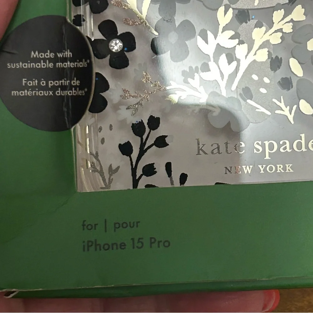 Kate Spade Black and White Floral 15 Pro Phone Case